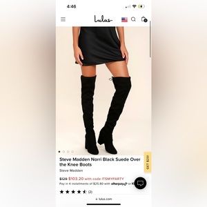 Steve Madden Norri Black Suede Over the Knee Boots